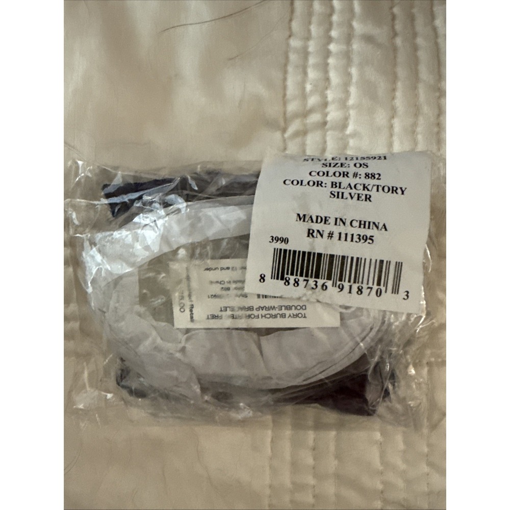 NWT Tory Burch X Fitbit Flex Black & Silver Double-Wrap BRACELET  W/  Dust Bag - Picture 2 of 12